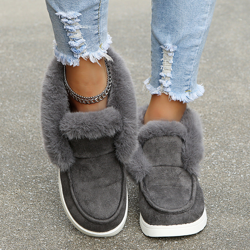Plush Fur Ankle Boots for Warm Winter Wear