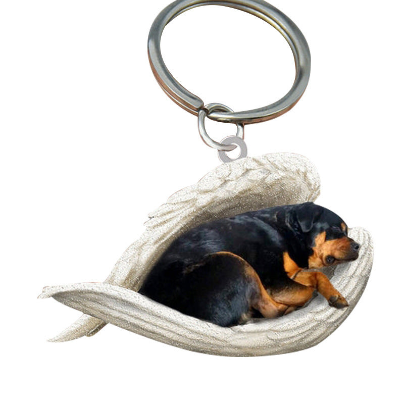 Angel 🪽 wings covering are sleeping bestie fur buddies memories Keychain