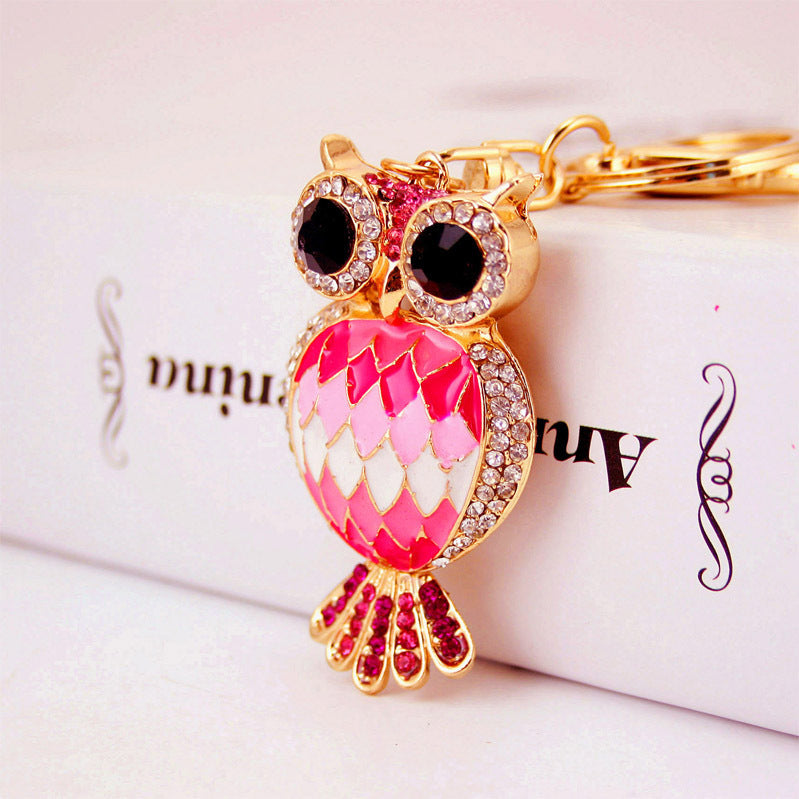 Creative Cartoon Diamond Owl Car Keychain Pendant