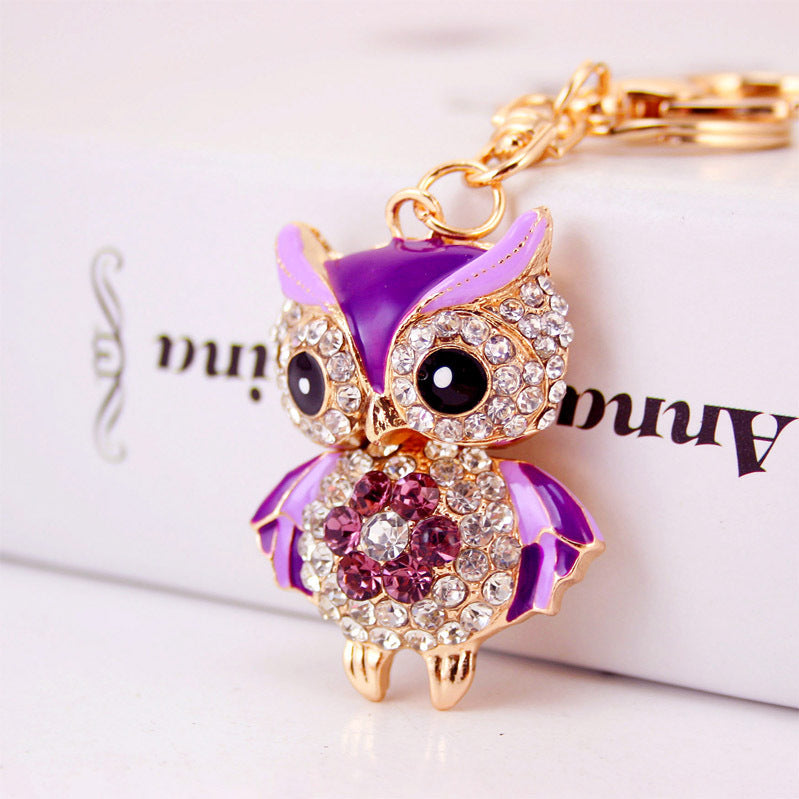 Creative Cartoon Diamond Owl Car Keychain Pendant
