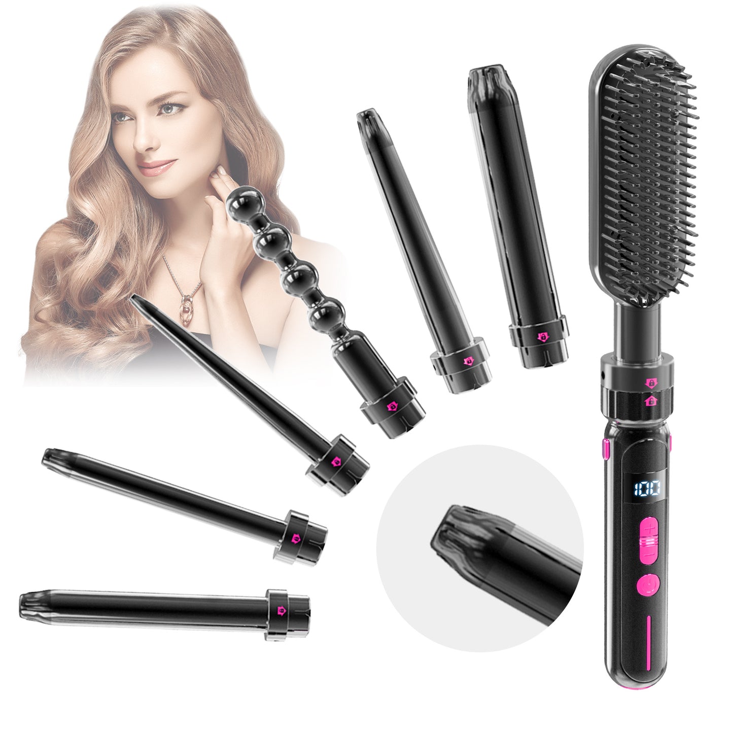 Sheila Merchandise fashionable hair styling accessory with multiple interchangeable attachments for versatile styling