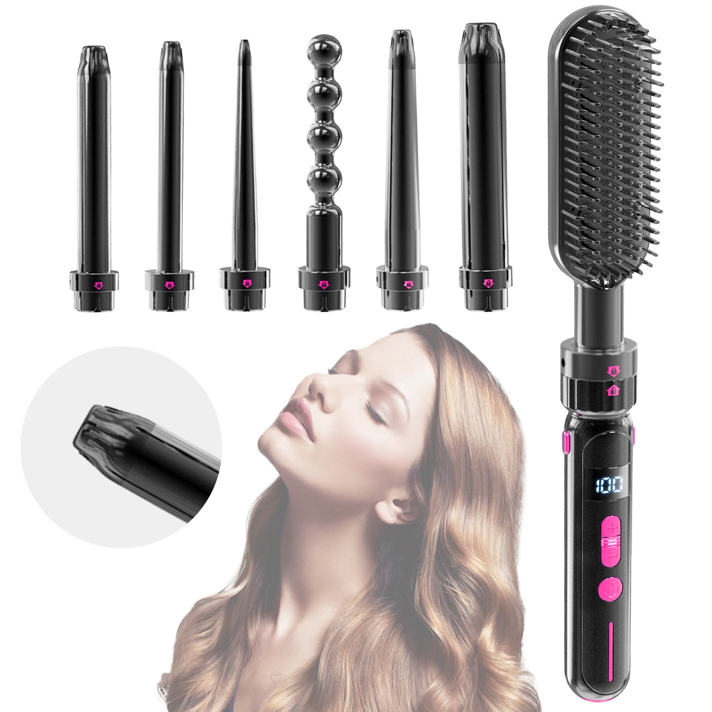 Sheila Merchandise fashionable hair styling accessory with multiple interchangeable styling heads