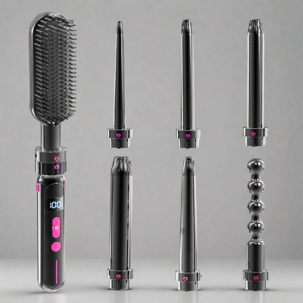 Sheila Merchandise fashionable hair styling accessory with interchangeable curling attachments
