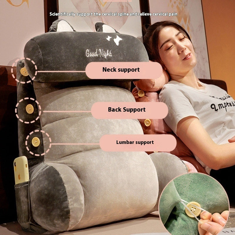 Plush Bedside Backrest Pillow – Soft Upholstered Support for Couch or Bed