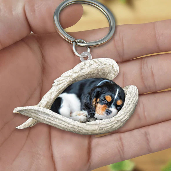 Angel 🪽 wings covering are sleeping bestie fur buddies memories Keychain