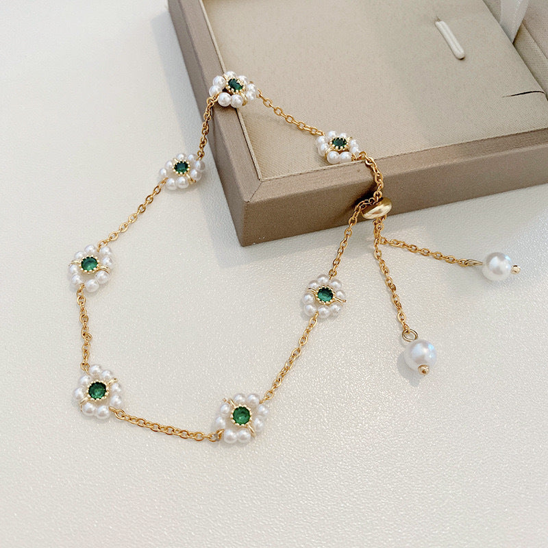 Pearl Flower Bracelet – Elegant All-Match Adjustable Chain for Women"