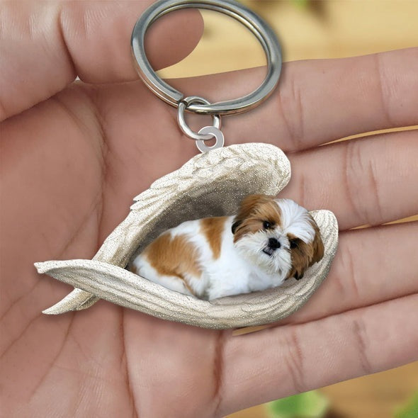 Angel 🪽 wings covering are sleeping bestie fur buddies memories Keychain