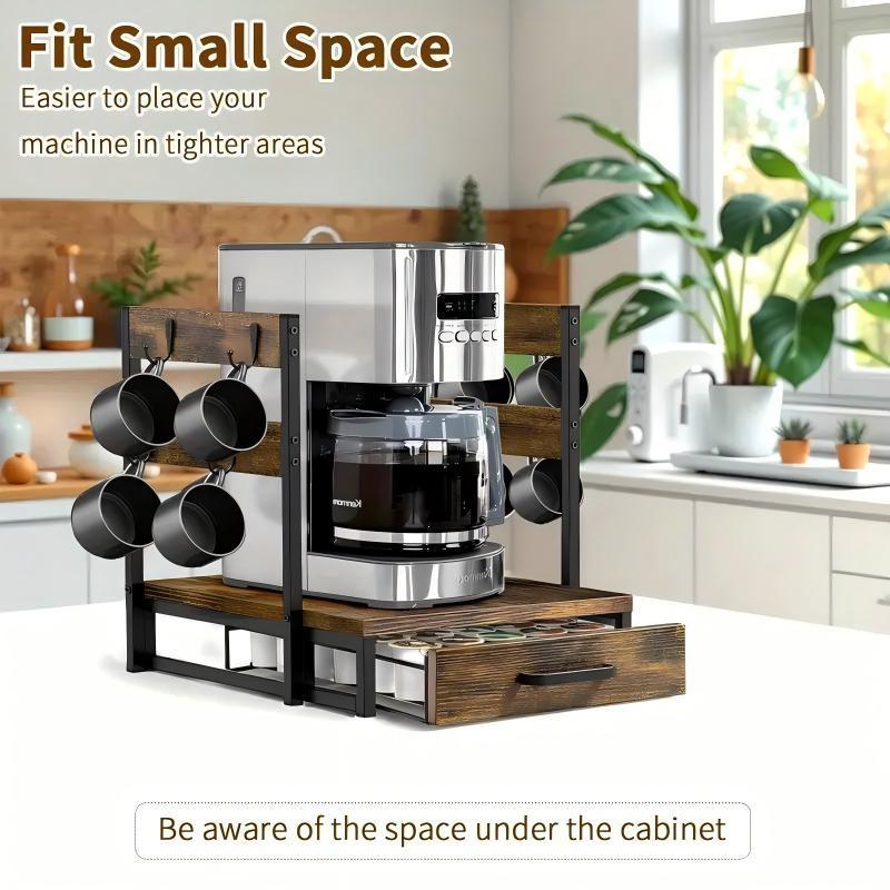 All-in-One Coffee Bar Organizer with Pod Storage and Cup Holder: