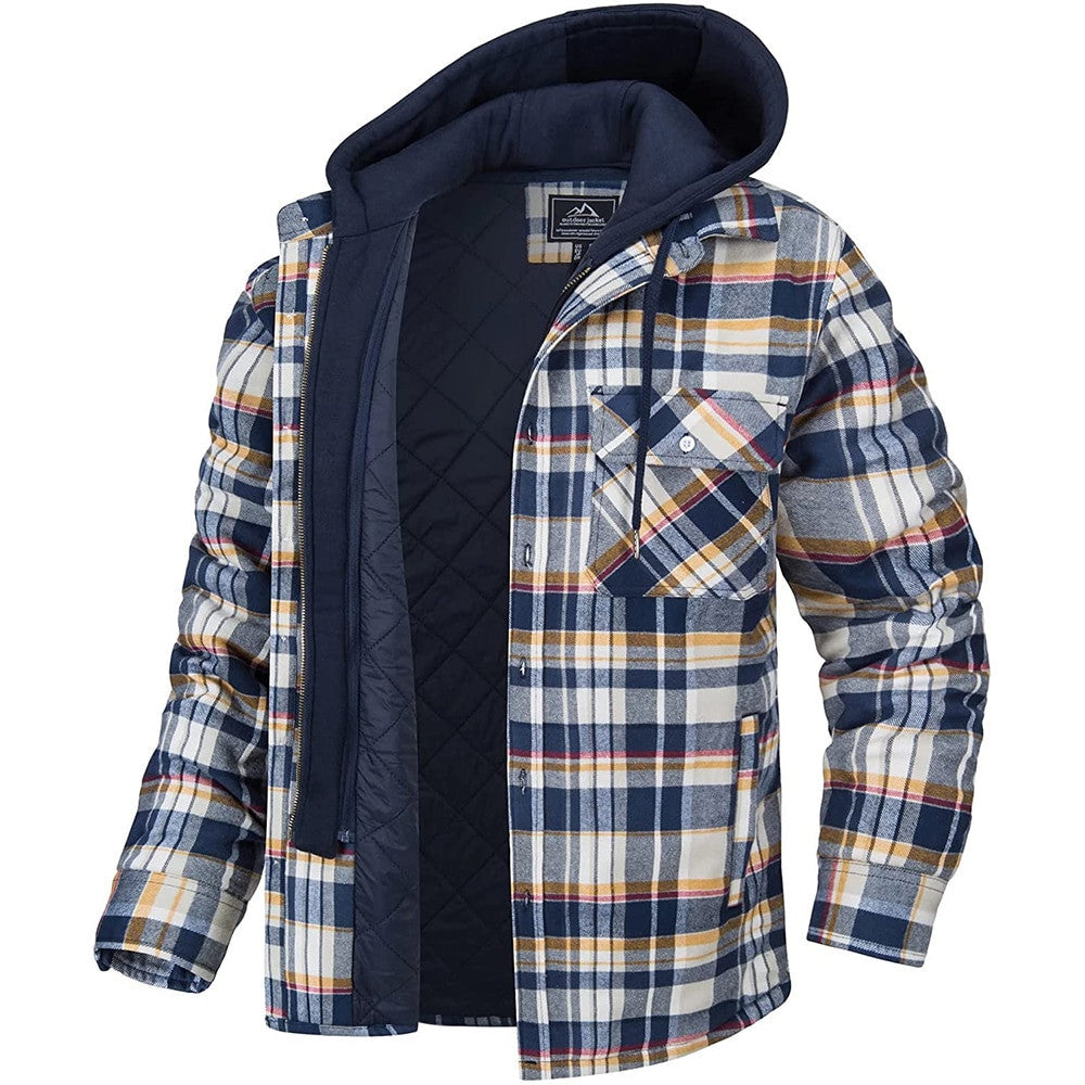 Men's Plaid Hooded Winter Jacket