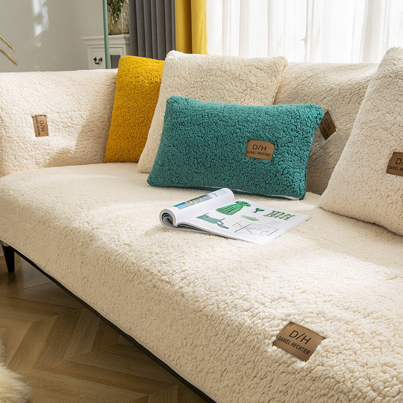 Modern Wool-Feel Sofa Blanket – Plush, Anti-Slip Couch Cover
