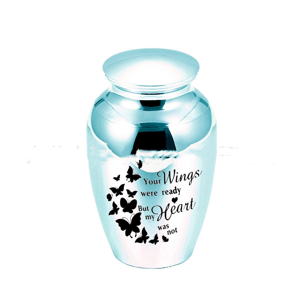 Your Wings Were Ready But My Heart Was Forever Heart Remembrance Urn with butterfly design