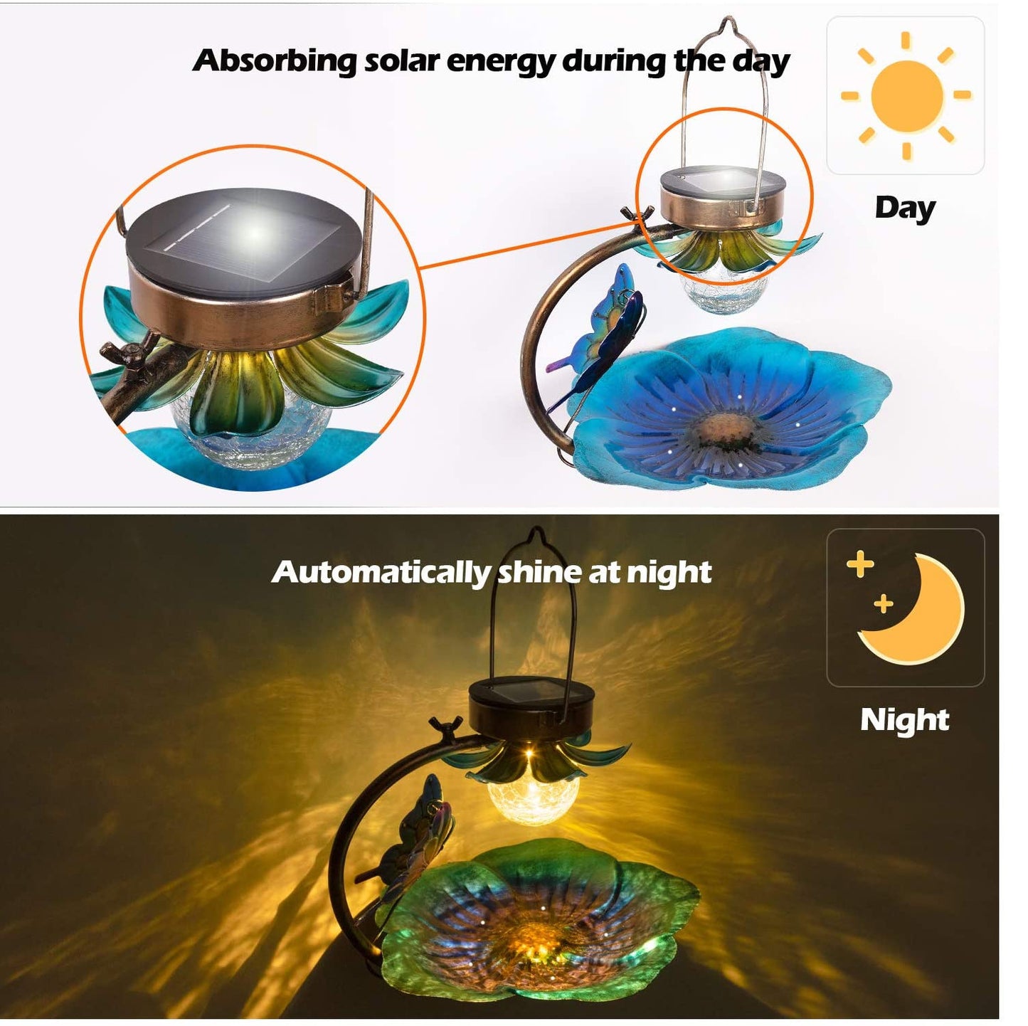 Sheila Merchandise solar bird feeder for garden absorbing solar energy by day and glowing at night