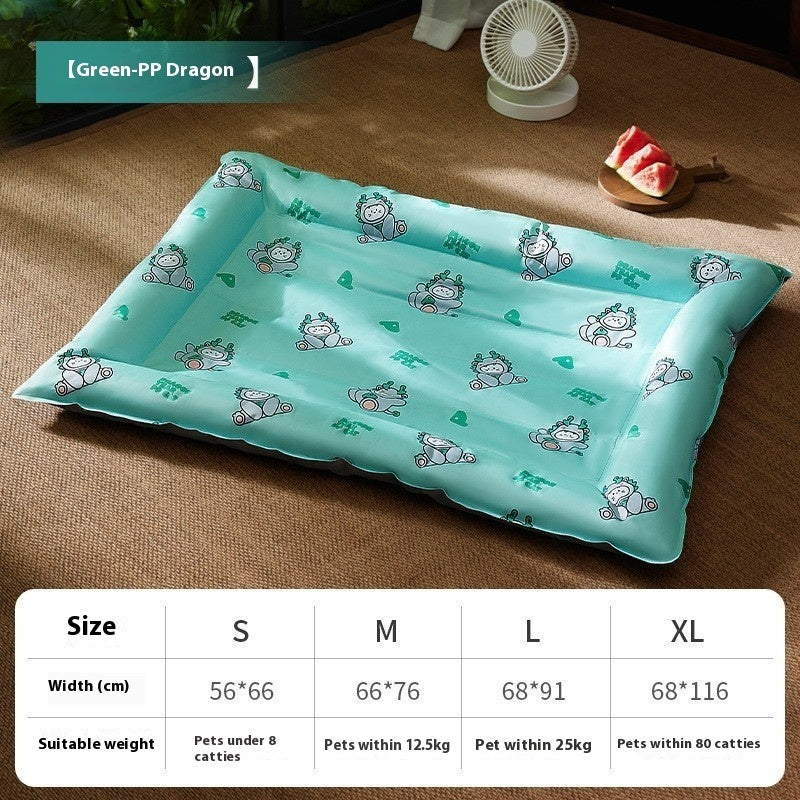 Sheila Merchandise dog cooling gel pad in green with cartoon dragon design for pets