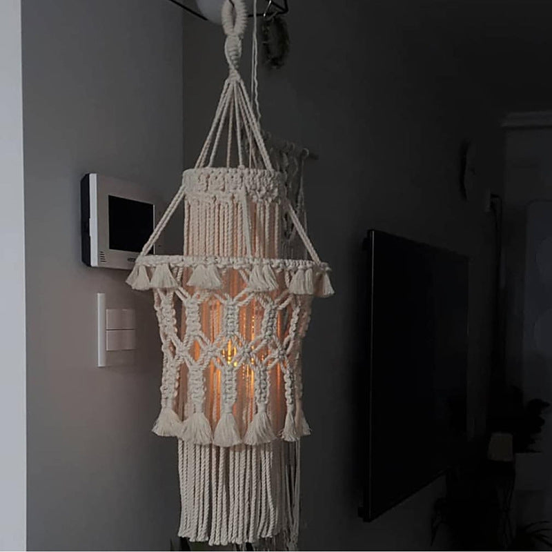 Sheila Merchandise handmade home lighting decor macrame hanging lamp with intricate soft-mounted decorative design