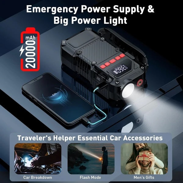 Sheila Merchandise heavy-duty tire inflator portable with 20000mAh power supply and bright LED light