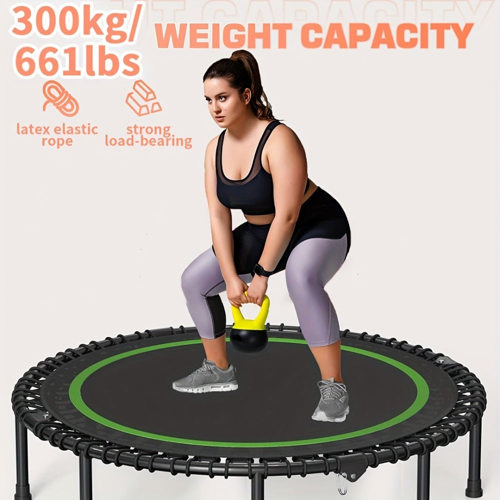 Home fitness trampoline by Sheila Merchandise with 300kg weight capacity and strong latex elastic rope support