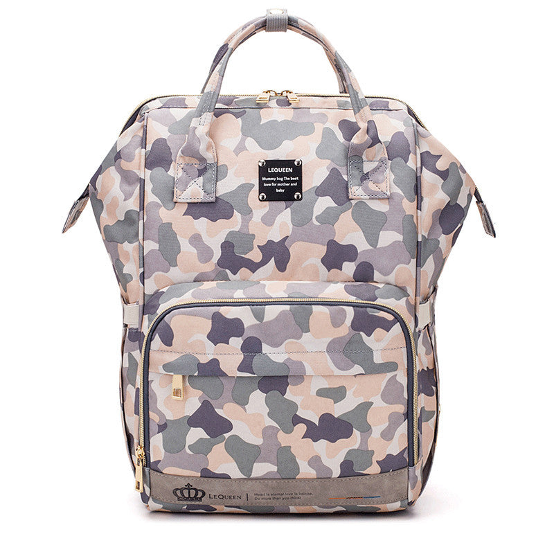 Sheila Merchandise camouflage parent-approved diaper backpack with multiple compartments and sturdy handles