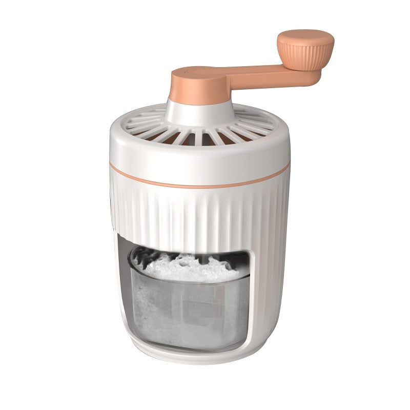 Sheila Merchandise mini slush machine for home with a white and peach design and hand crank