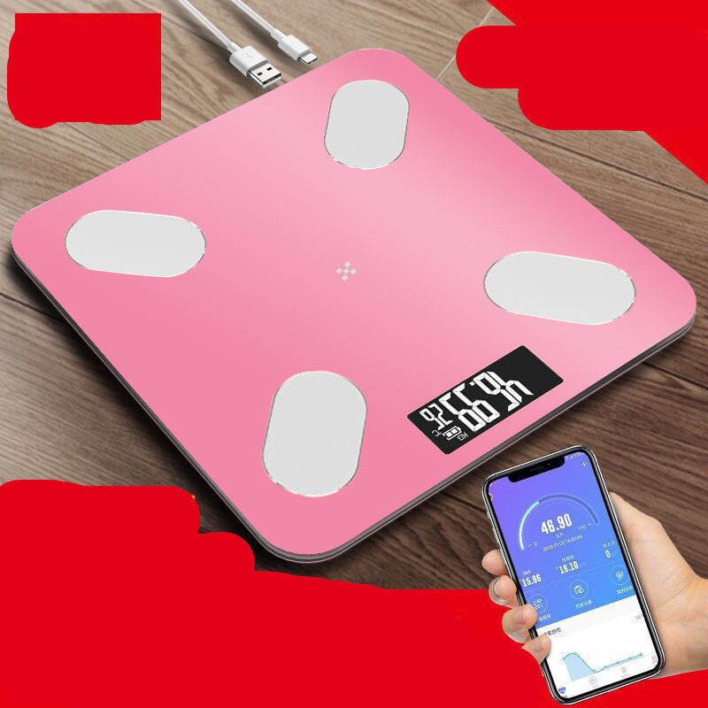 Sheila Merchandise Bluetooth smart body fat scale in pink with digital display and smartphone app compatibility
