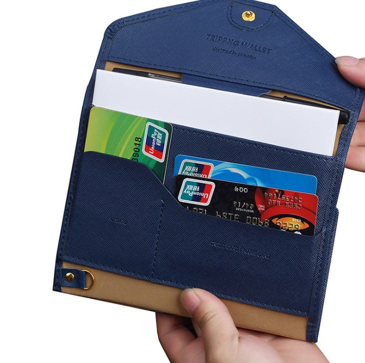 Multi card pocket wallet for women by Sheila Merchandise in navy blue holding credit cards and documents