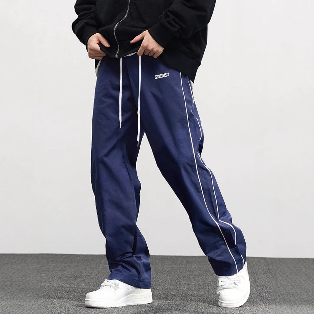 Men's comfortable jogger pants in navy blue with side pockets for casual style and comfort