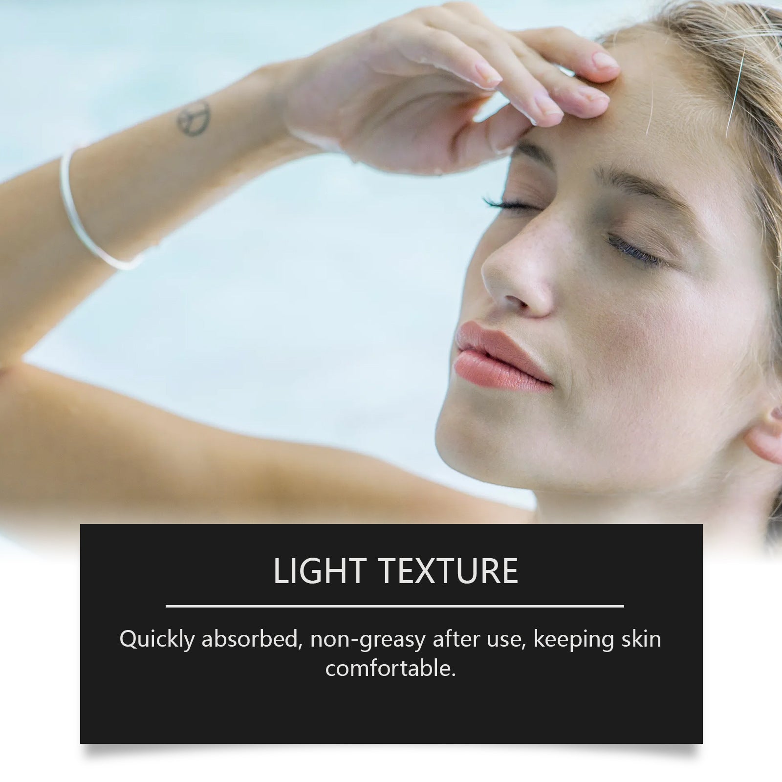 Woman gently applying deep moisture body oil for women with light, non-greasy texture for skin nourishment