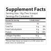 Nutritional information label for premium collagen peptides food supplement with serving details