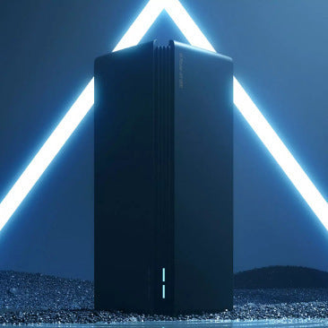 Qualcomm AX1800 wireless router with sleek design and LED indicators for optimal connectivity