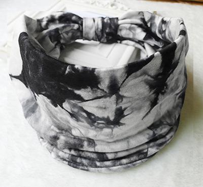 Black and white retro tie dye headband with soft fabric by Sheila Merchandise