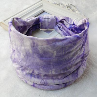 Sheila Merchandise retro tie dye headband in shades of purple and white with soft fabric texture