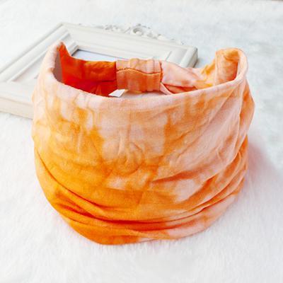 Orange and white retro tie dye headband with soft fabric and elastic band by Sheila Merchandise