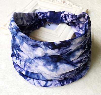 Sheila Merchandise retro tie dye headband in blue and white with soft fabric and stretchy design