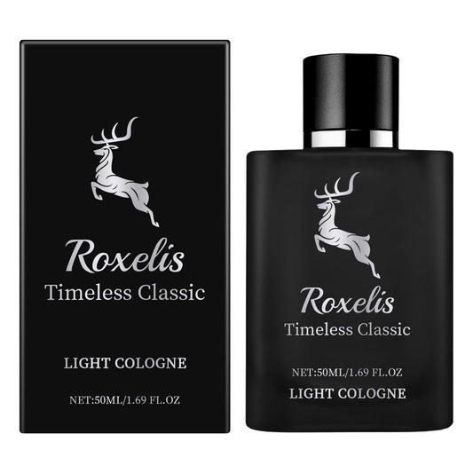 Roxelis Timeless Classic Light Cologne for Men in a stylish black bottle with a fresh scent cologne for men