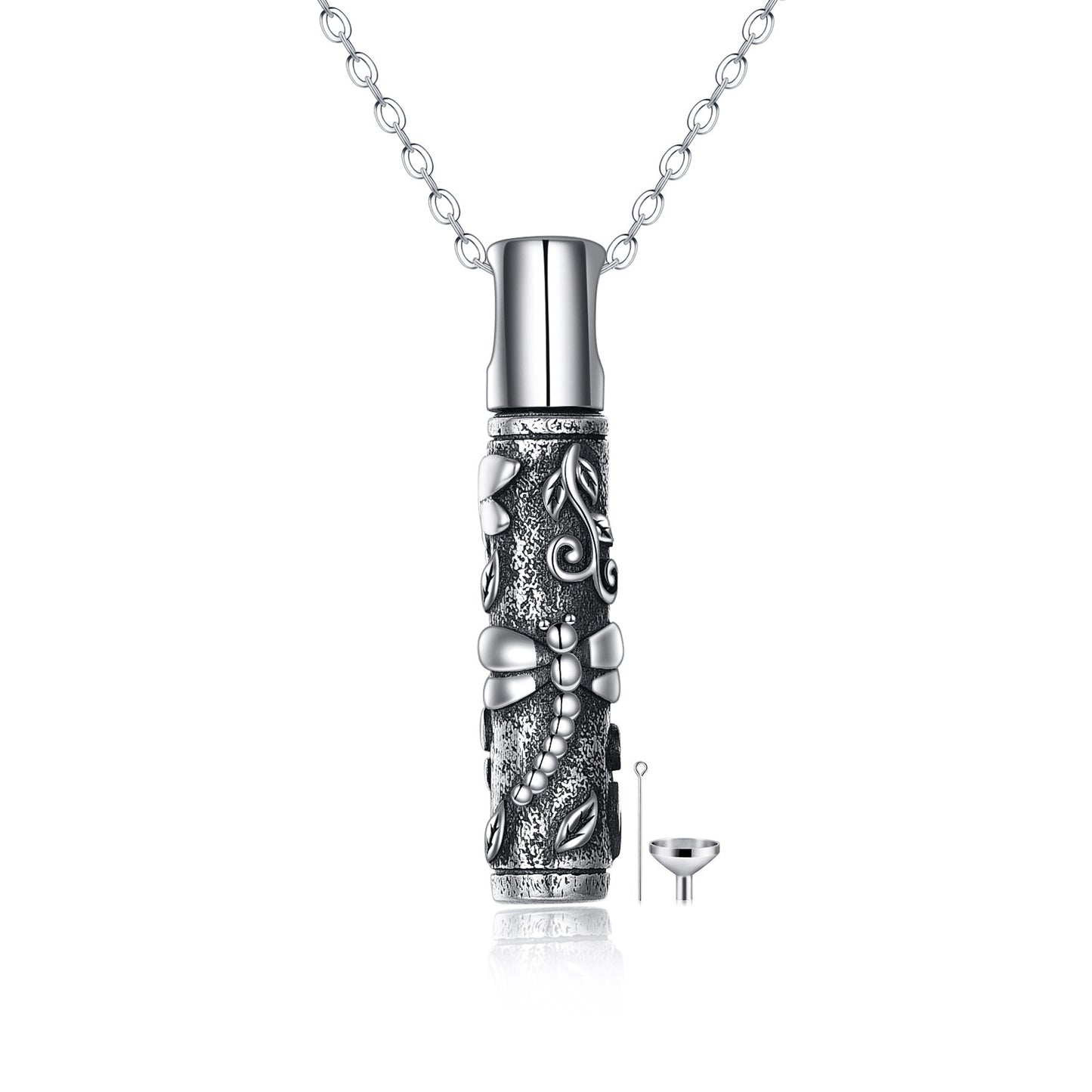 925 sterling silver dragonfly urn pendant for ashes necklace with intricate dragonfly design