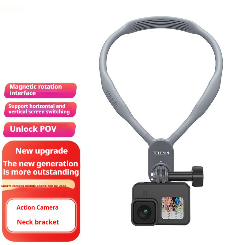 Sheila Merchandise action camera neck bracket with silicone camera holder and magnetic rotation interface