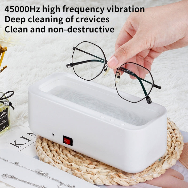 Sheila Merchandise ultrasonic glasses cleaner in white with high frequency vibration cleaning eyeglasses