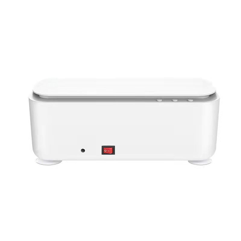 White ultrasonic glasses cleaner with a compact design and red power switch by Sheila Merchandise