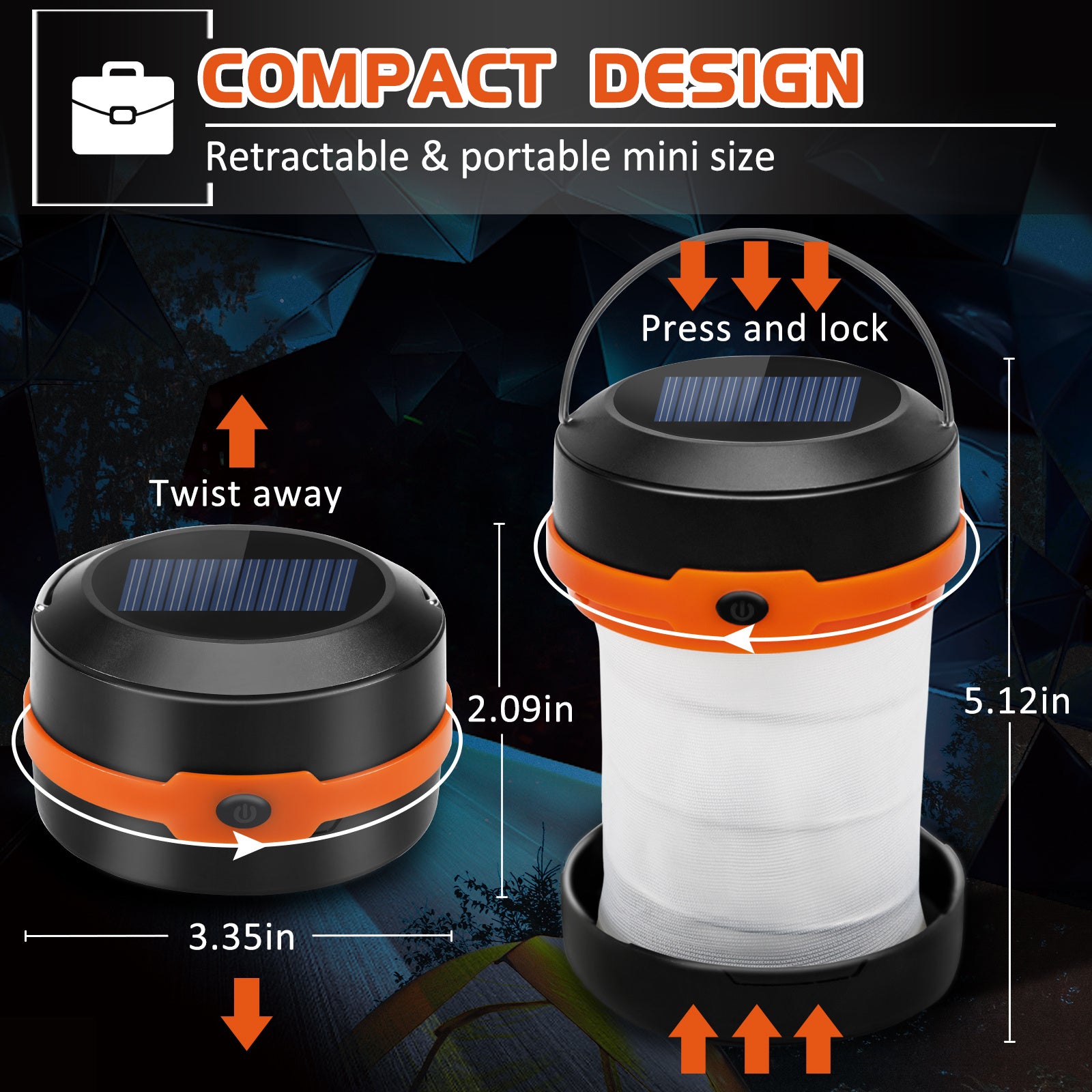 Wanjo camping light features a compact design with a retractable and portable mini size for easy use