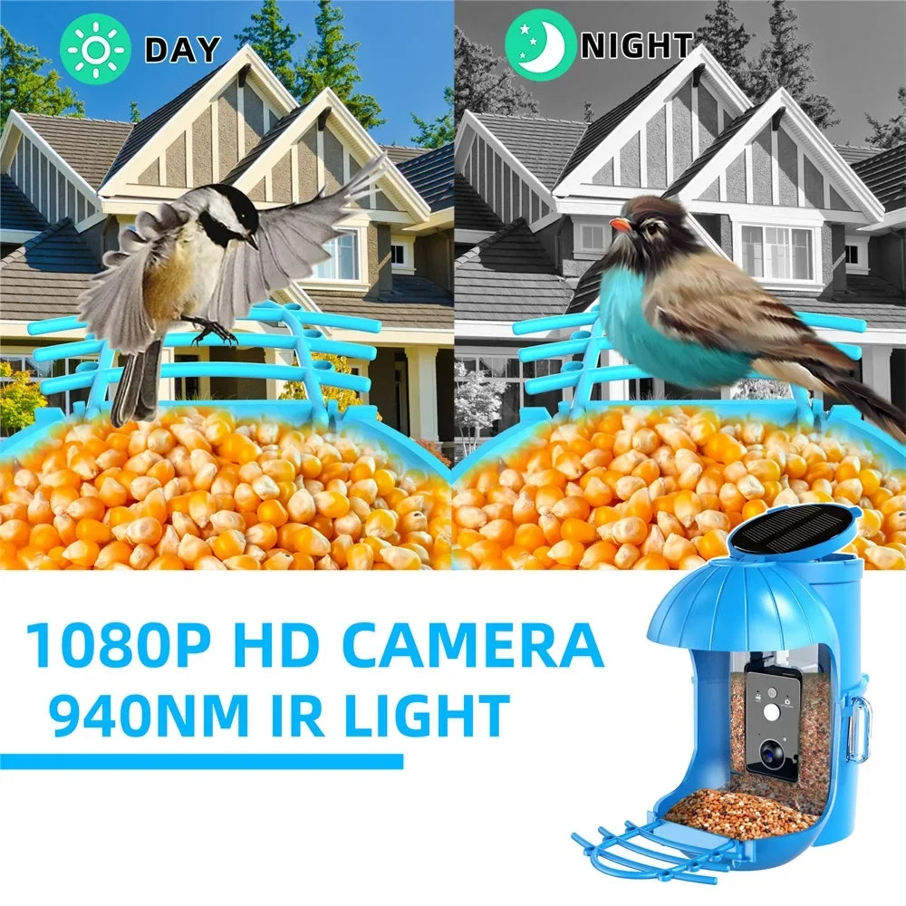 Sheila Merchandise wireless bird feeder camera kit with 1080P HD camera and 940NM IR light for day and night use