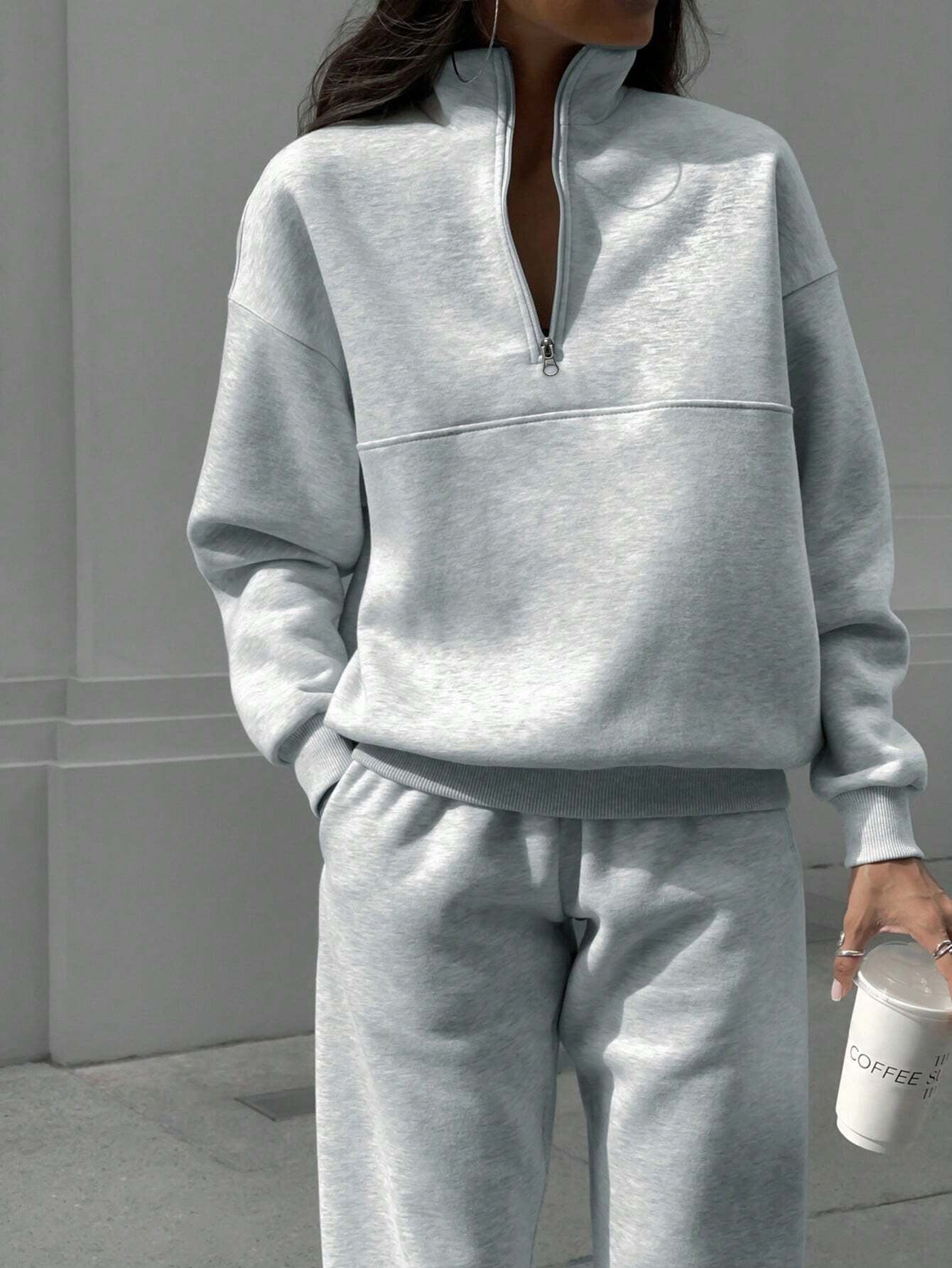 Long-sleeved Sports Sweatshirt Suit Fashion Stand-up Collar Zip-up Top And Elastic Band Trousers With Pocket  Fall Clothing For Women
