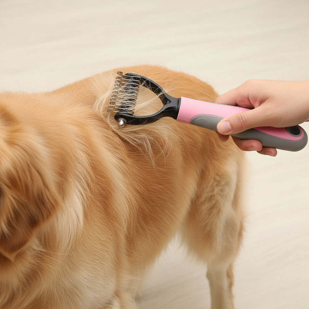 Pet Grooming Comb - Double-Sided Dematting Tool for Long-Haired Dogs