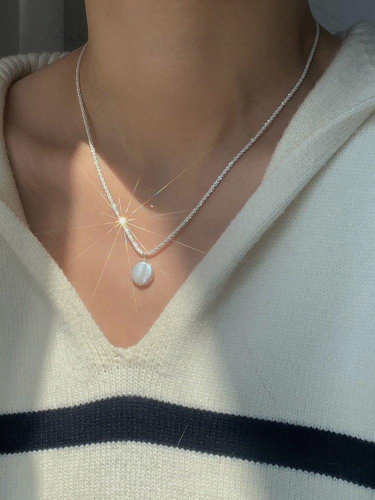 Sterling Silver Baroque Pearl Necklace - Natural Freshwater Pearl Jewelry for Women