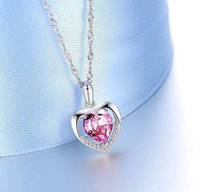 Sterling Silver Necklace for Her - Elegant Blue Pendant Jewelry Gift for Women