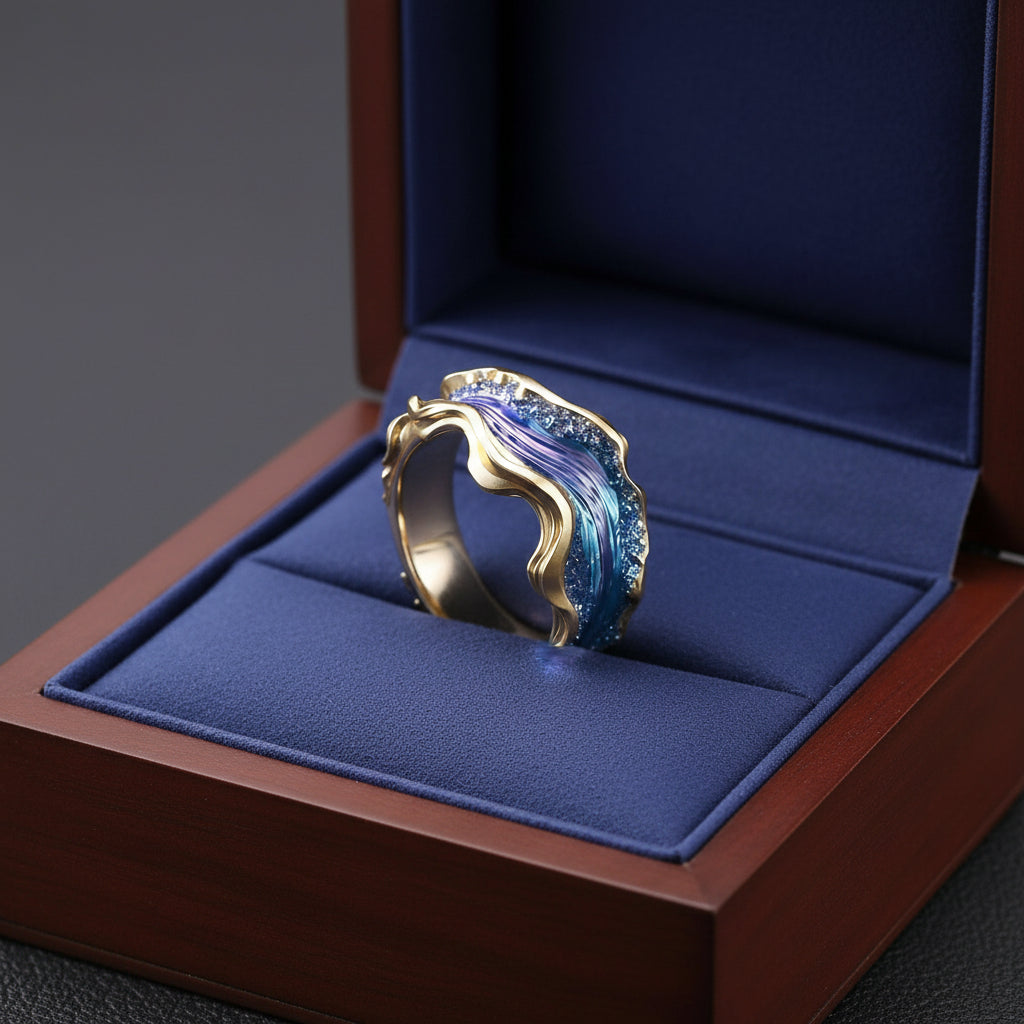 Introducing the Fashion Wave Oil Drop Diamond Inlaid Women's High-end Ring.