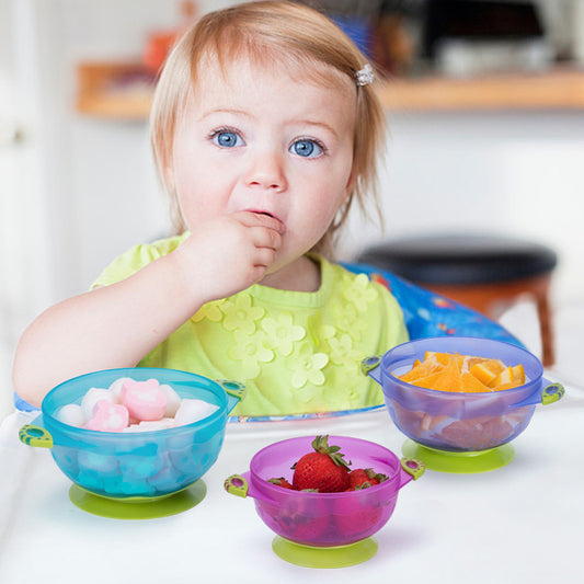 Children's Tableware Food Supplement Bowl Set With Three Colorful Suction Cups