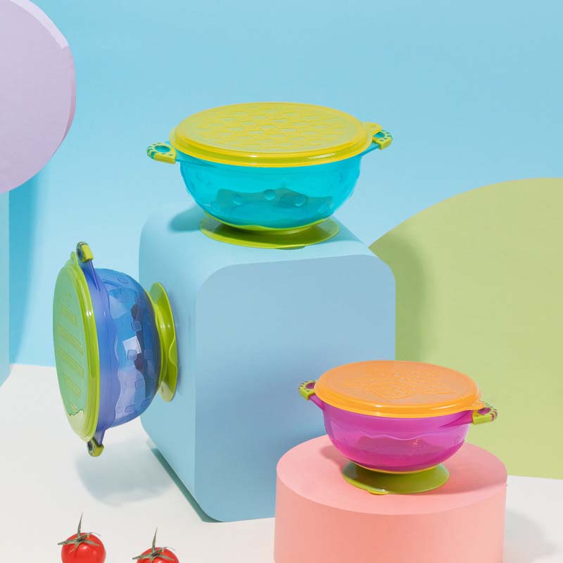 Children's Tableware Food Supplement Bowl Set With Three Colorful Suction Cups