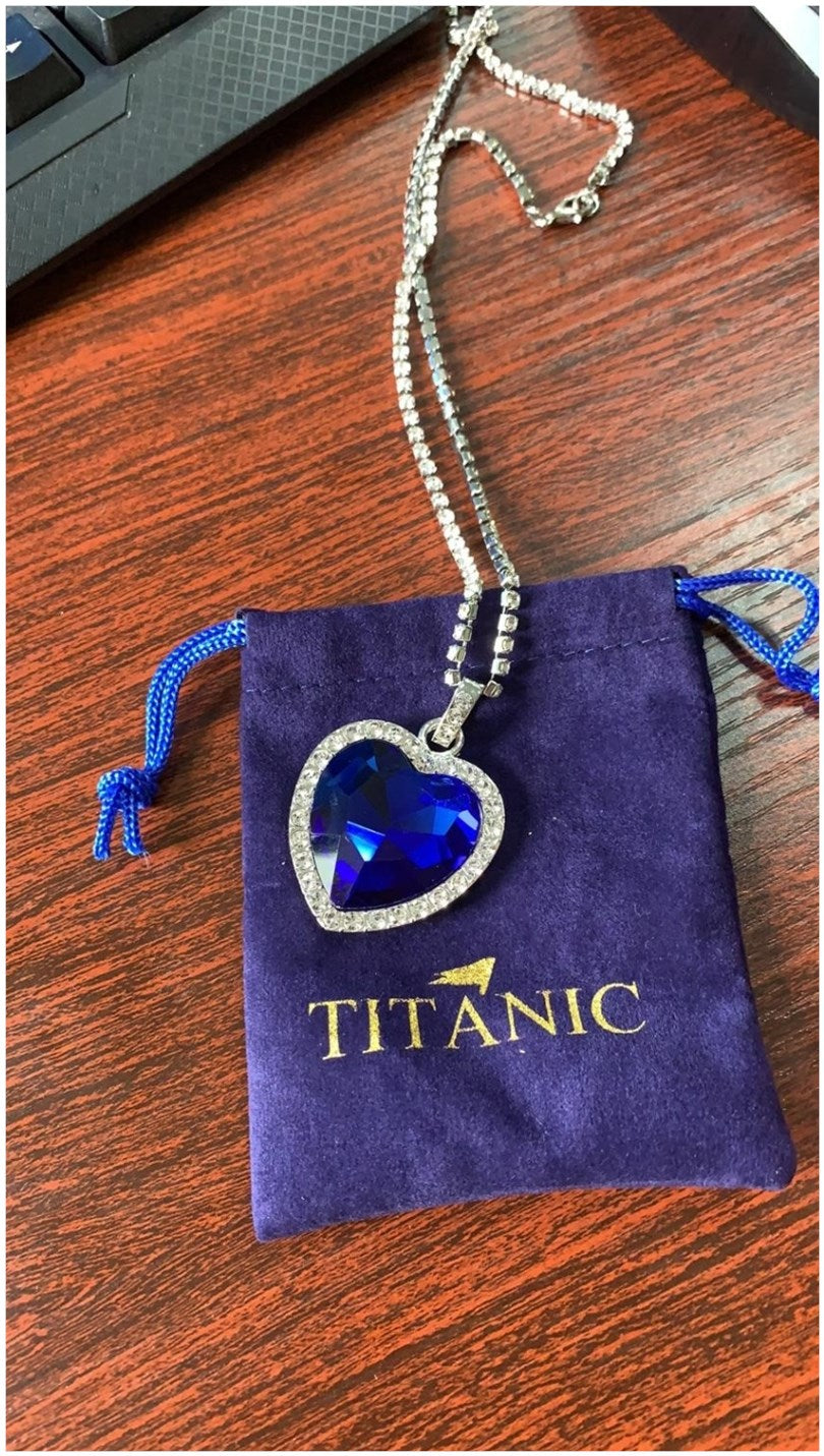 Titanic Heart of the Ocean Necklace - Blue Heart Pendant Jewelry for Women