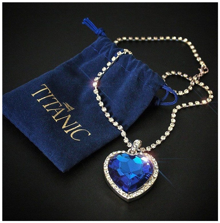 Titanic Heart of the Ocean Necklace - Blue Heart Pendant Jewelry for Women