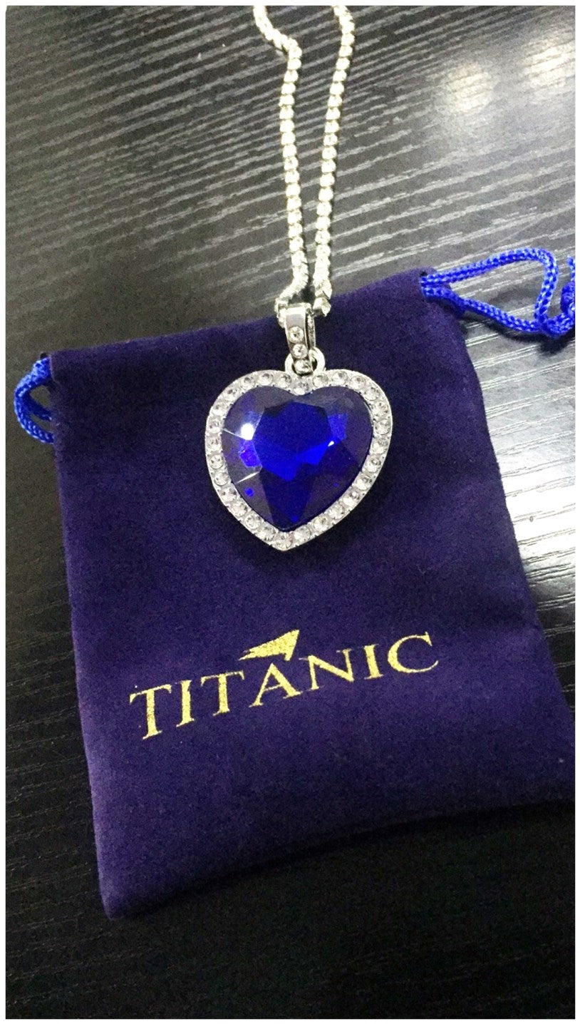 Titanic Heart of the Ocean Necklace - Blue Heart Pendant Jewelry for Women