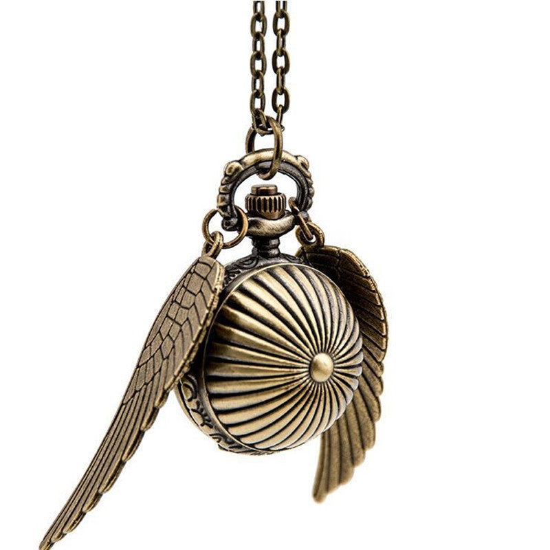 Harry Potter Golden Snitch Necklace - Quidditch Pocket Watch Pendant for Fans